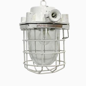 Kleine weiße industrielle Vintage Loft Deckenlampe