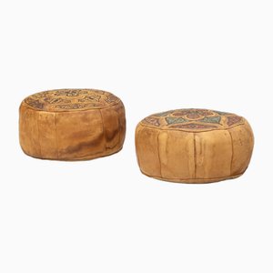 Leather Ottomans, 1930s, Set of 2