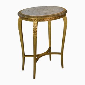 Beistelltisch im Louis XVI Stil mit geschwungenem Gestell aus vergoldetem geschnitztem Holz, 1960er