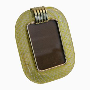 Photo Frame in Yellow Murano Glass with Filigree by Paolo Venini, 2000s