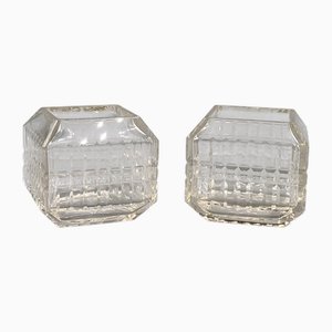 Art Deco Lead Crystal Vases, France, 1910s, Set of 2