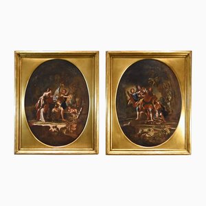 Neapolitanischer Schulkünstler, Agar & the Angel and The Sacrifice of Isaac, 1700er, Öl auf Leinwand Gemälde, Gerahmt, 2er Set