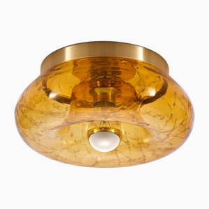 Grande Applique Murale ou Plafonnier Donut en Verre Ambré de Doria Leuchten, Allemagne, 1970s
