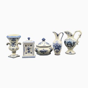 Set blu di Delft con orologio da tavolo di Royal Delft, anni '60, set di 5