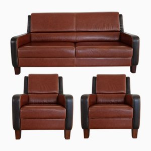 Art Deco Sofa and Lounge Chairs, 1970s, Set of 3