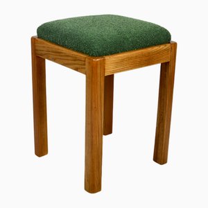 Square Green Bouclé Stool, 1970s