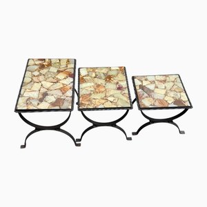French Marble Nesting Tables, 1972, Set of 3