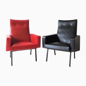 Sillones Mid-Century modernos al estilo de Pierre Guariche, Francia, años 50. Juego de 2