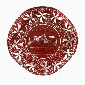 Italian Art Deco Silver-Overlaid Ceramic Bowl by Richard Ginori, 1930s