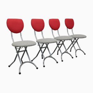 Postmodern Klappstühle aus Chrom & Wolle, Italien, 1990er, 4er Set