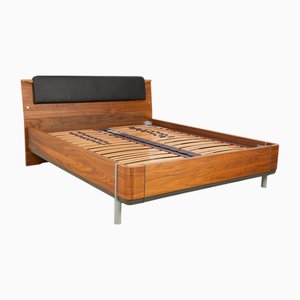 Bed in Leather and Wood from Hülsta