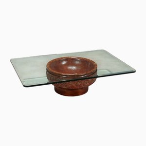 Tavolino con ripiano in vetro