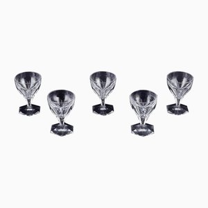 Art Deco Faceted Glasses in Clear Crystal from Baccarat, France, 1930s, Set of 5