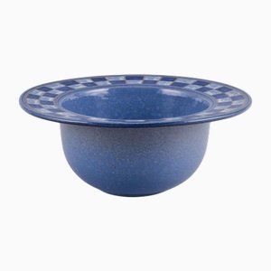 Large Danish Studio Ceramic Bowl with Checkered Pattern by Allan Hytholm
