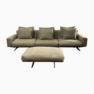 Divano a tre posti Soft Dream con poggiapiedi attribuito ad Antonio Citterio per Flexform, anni 2010, set di 2