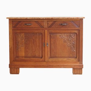 Cajonera francesa Art Déco vintage de mármol, años 20