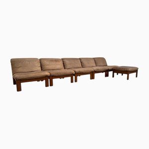 Lounge Gruppe aus Leder & Eiche von Rolf Benz, 1970er, 6er Set