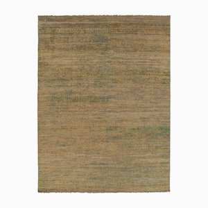 Rug in Golden Ochre and Olive Striped Pattern by Rug&Kilim