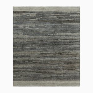 Textural Rug in Blue and Gray Monochrome Stripes and Striae by Rug&Kilim