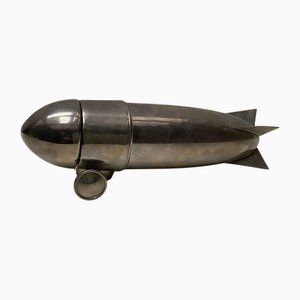 Shaker à Cocktail Zeppelin Art Déco en Métal Plaqué Chrome, Europe Centrale, 1940s