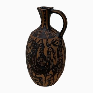 Ceramic Vase in the style of Picasso by Hernán Sanz for Talleres Pedro Mercedes, Cuenca, Spain, 1970s