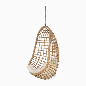 Rattan Pendant Egg Chair, 1970s