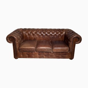 Chesterfield Vintage 3 Places en Cuir Cognac