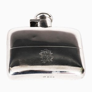 Antique Edwardian Sterling Silver Hip Flask from Deakin Francis Ltd, 1904