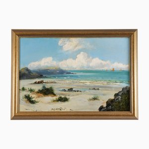 William Langley, Scottish Beach Scene, 1800s, Canvas, Framed