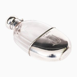 Antique Cut Crystal and Sterling Silver Hip Flask from Asprey, 1900s