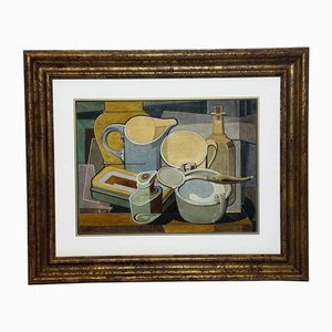 Edward Carter Preston, Domestic Kitchen Geometry, 1920s, Watercolor, Framed