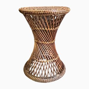 Vintage Cane and Bamboo Round Stool