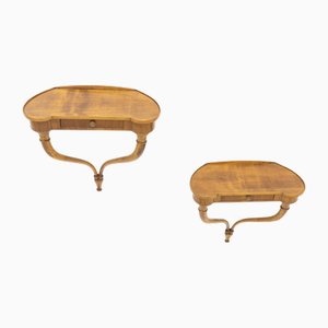 Suspended Cherry Wood Bedside Tables, Italy, 1950s, Set of 2