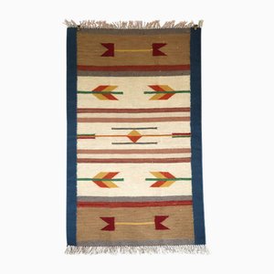 Swedish Handwoven fFat-Weave Kilim, 1950s