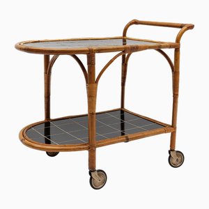 Carrello bar in bambù e vimini, Italia, anni '50