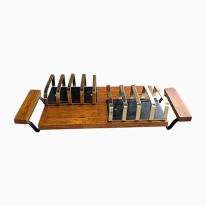 Mid-Century Brass and Teak Toast Rack, 1960s
