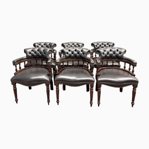 Sedie Chesterfield nere di Springvale, Regno Unito, set di 6