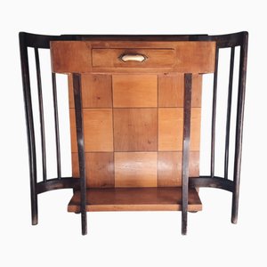 Art Deco Console Table with Drawer in Checkerboard Pattern, Italy, 1940s-1950s