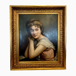 Portrait de Jeune Femme, Années 1920, Huile sur Toile, Encadrée