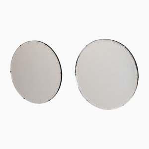 Espejos circulares sin marco, años 20. Juego de 2