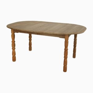 Brutalist Extendable Dining Table in Oak from Henning Kjærnulf, 1960s