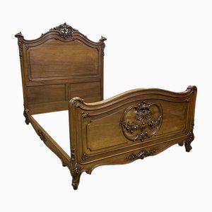 Louis XV Bed and Nightstand with Wardrobe in Walnut, Set of 3
