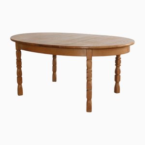 Brutalist Extendable Dining Table in Oak from Henning Kjærnulf, 1960s