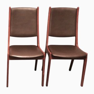Dänische Esszimmerstühle aus Teak & Leder von KS Møbler, 1960er, 2er Set