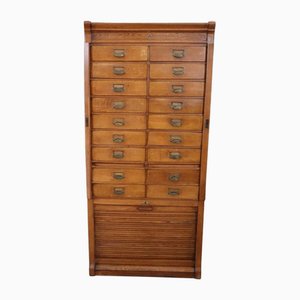 Meuble de Classement avec Tiroirs et Porte à Volet en Chêne, 1920s