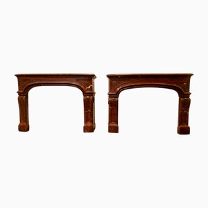 Louis XIV Style Fireplaces in Red Griotte Marble. 19th Century, Set of 2