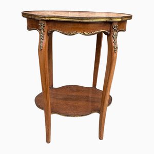 Tavolino antico in stile Luigi XV con ripiano in marmo rosa, fine XIX secolo