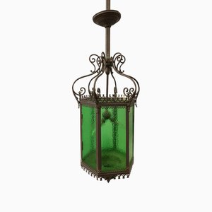Bronze and Patinated Brass Hall Lantern, 20th Century