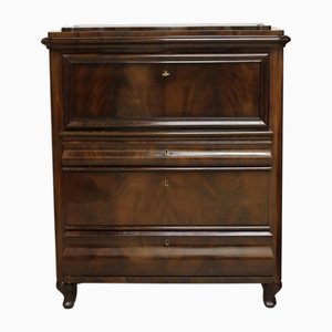 Danish Biedermeier Mahogany Sectretaire with Floral Marquetry, 1850