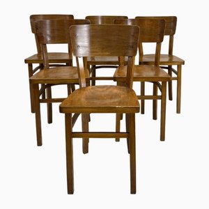 Chaises de Bistrot Vintage en Bois Courbé, 1950s, Set de 6